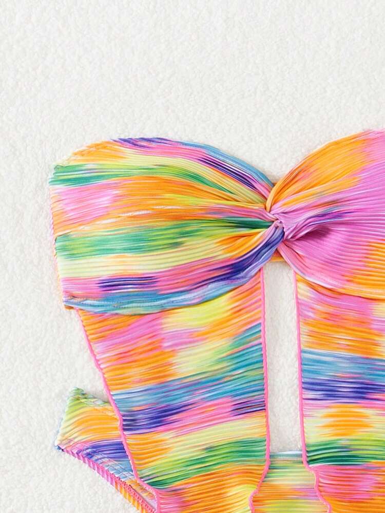 Women's Tie Dye Bandeau Bikini Set, Vacation Bikini Summer Beach