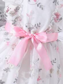 Robe de princesse pour filles pré-adolescentes avec broderie délicate et robe légère formelle, élégante robe de fête pour pré-adolescentes - Blanc - Voir 5
