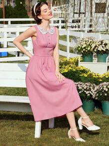 SHEIN DECDS Vestido De Verano De Encaje Para Mujer - Rosa - Ver 8