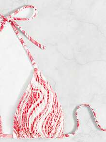 SHEIN Swim Summer Beach Striped Ruffle High Waisted Two-Piece Bikini Set - Multicolor - View 3