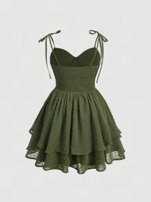 SHEIN MOD Váy hai dây buộc trước thời trang mùa hè Boho cỡ lớn cho nữ - xanh quân đội - Xem 2