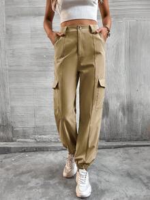 SHEIN Unity Women's Cargo Jogger Pants - Khaki - View 6