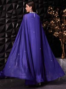 Modelyn Vestido casual de moda para mujer con decoración de cinta brillante, vestido de noche largo - Morado - Ver 6