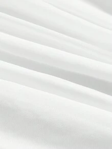 SHEIN MOD 露肩鱼骨装饰褶腰白色紧身胸衣结构臀部女式长袖连衣裙，派对连衣裙 - 白色 - 查看 3