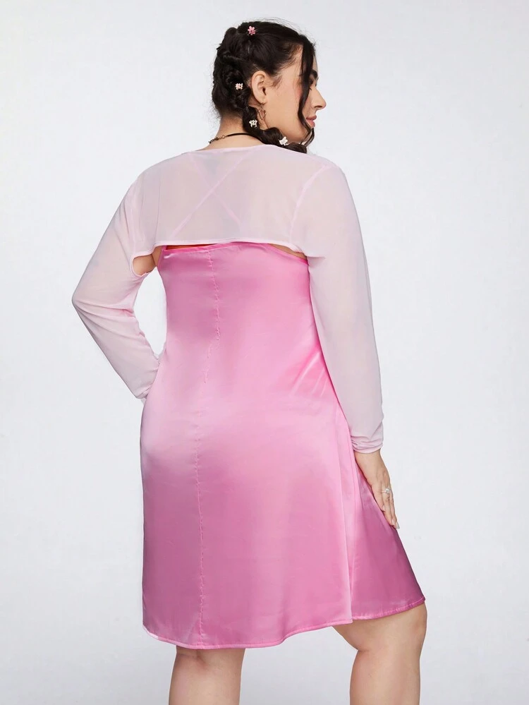 Plus Size Spring Pink Two Piece Set