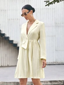 Aveloria Ladies' Solid Color Ruffle Hem Long Sleeve Dress