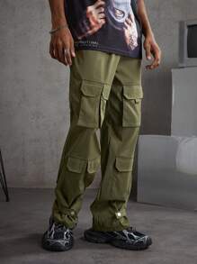 Manfinity VCAY Men's Woven Casual Cargo Pants - Army Green - View 3