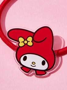 HELLO KITTY AND FRIENDS | SHEIN 3 件套卡通兔子和草莓装饰弹力发带、红色发圈、马尾辫夹、发圈 - 紅色 - 查看 5