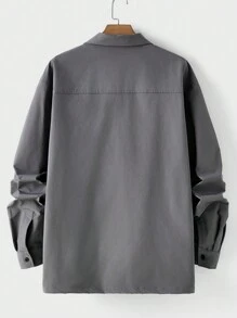 Manfinity Homme Cazadora De Hombre Con Cremallera En La Parte Delantera Y Manga Larga - Gris - Ver 2