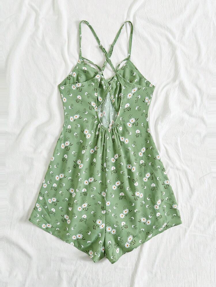 Women's Floral Print Spaghetti Strap Romper