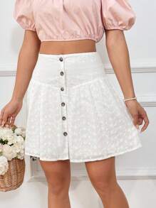 Flirla Women's Single-Breasted Button-Up Skirt