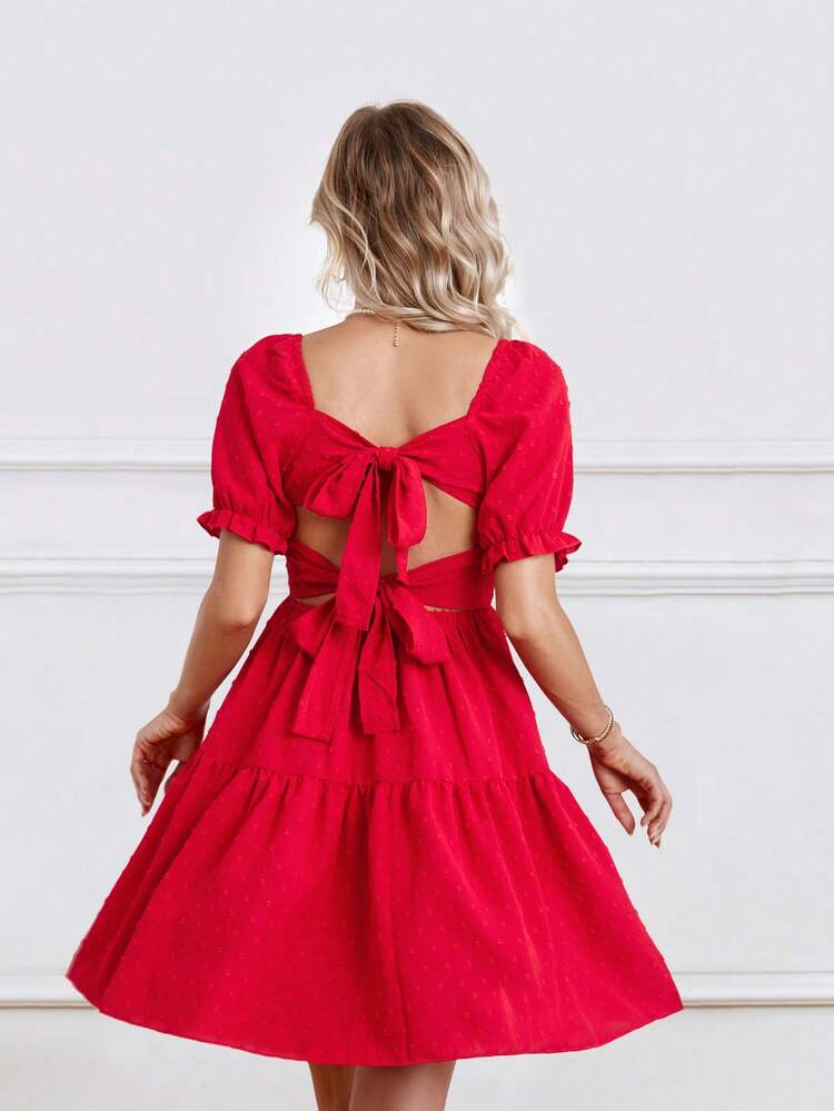 Maternity Solid Color Swiss Dot Dress