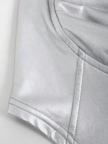 Allurite 純色無袖後交叉背帶背心上衣 - 銀色 - 查看 5