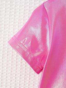 Top Rosa De Manga Corta Fresco Y Elegante Para Bebé Niña - Rosa Fucsia - Ver 4