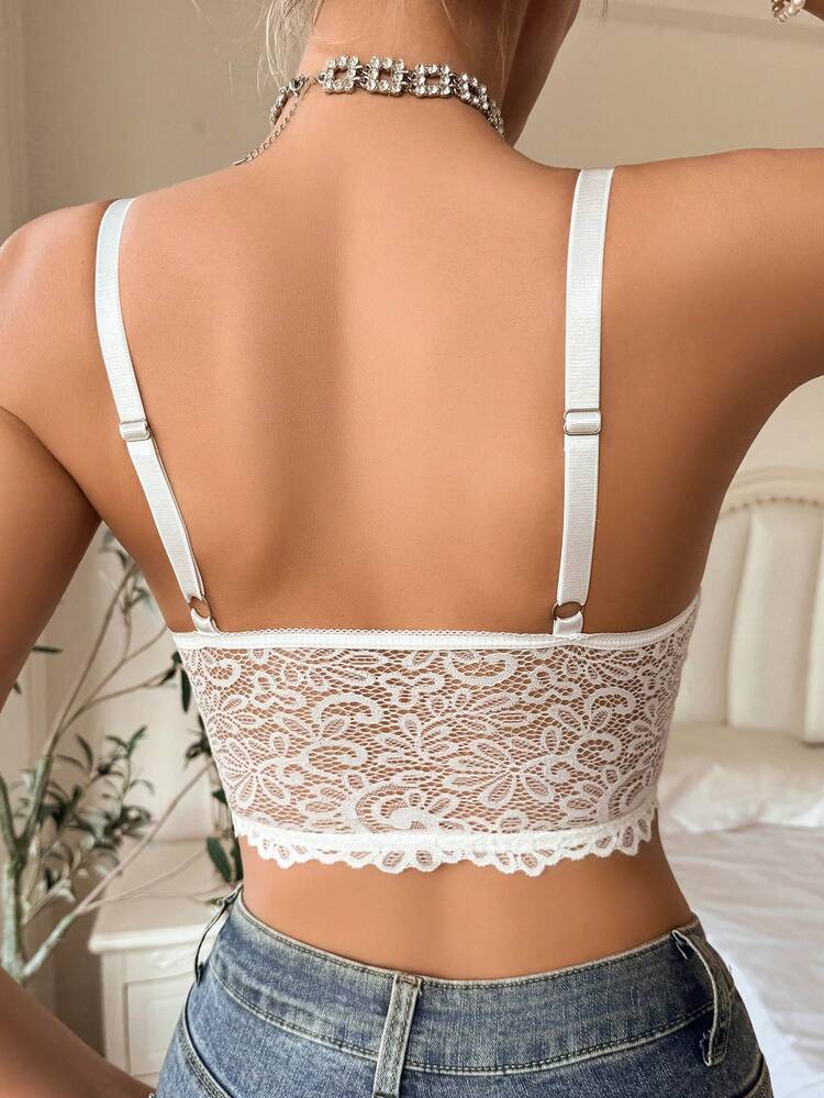 Ladies' Solid Color Lace Lingerie Bra