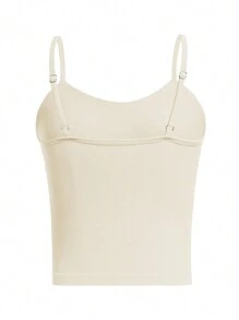 Gameset SHEIN Sport Solid Color Slim-Fit Sports Camisole Top Gym Top - Beige - View 4
