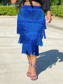 Falda de moda con vuelo - Azul - Ver 1