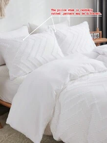 Tufted Boho Comforter Cover Set King Size - White Boho Bedding Duvet Cover Set, 3 Pieces Farmhouse Shabby Chic Embroidery Bedding, Gifts For Woman, Soft Jacquard Comforter Cover For All Seasons - White - View 6