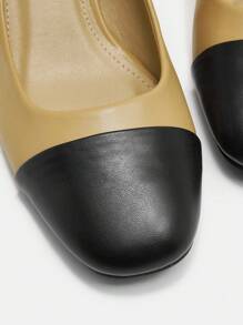 SheIn BIZ Scarpe Singole Colorblock Bicolore Con Tacco Basso Da Donna - Albicocca - Visualizzare 5