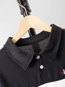 Camiseta Polo De Manga Corta Con Diseño De Impresión Digital De Bloques De Color Para Niños En Transición