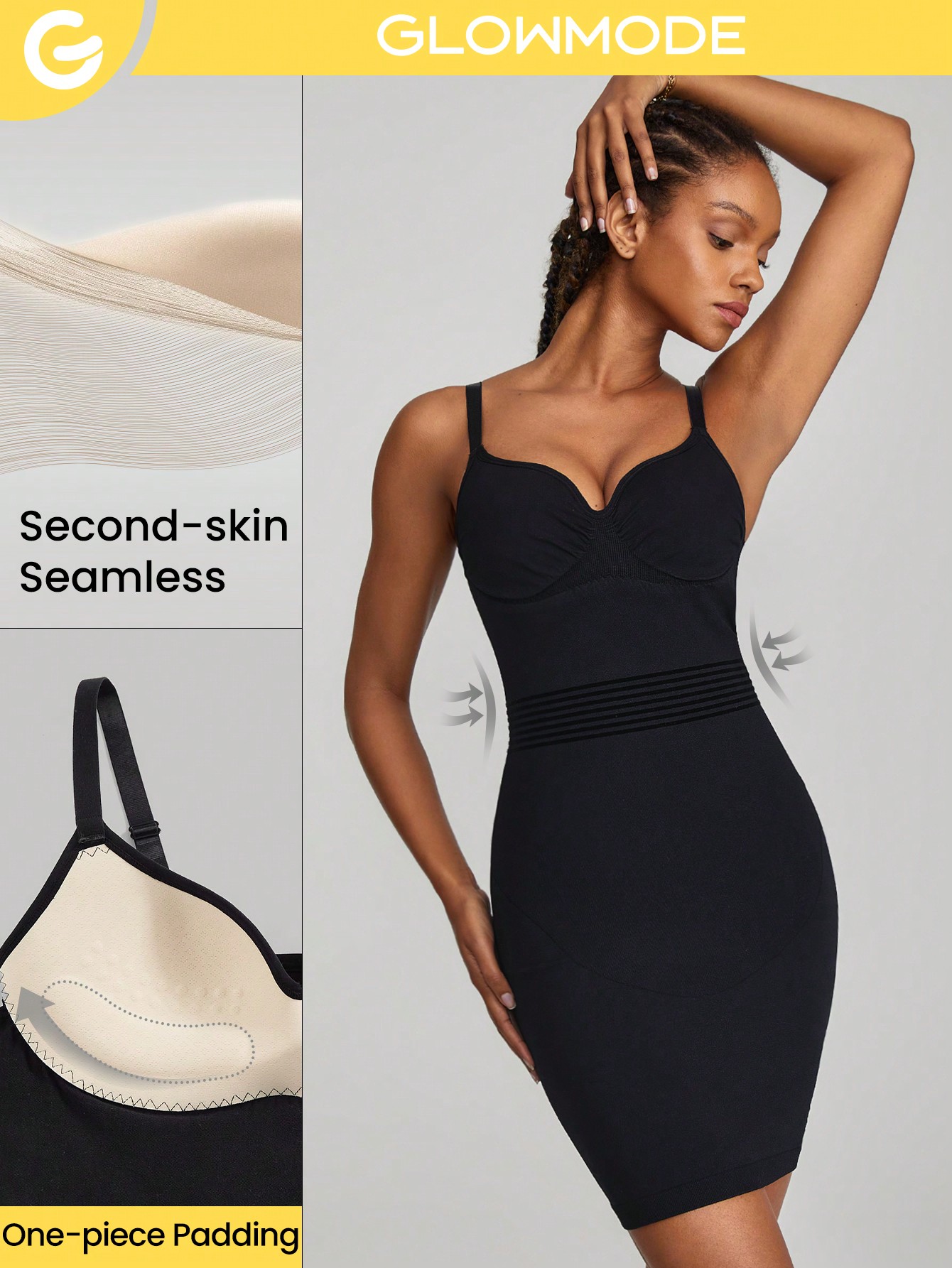 Seamless Bustier Tummy Control Adjustable Bodycon Slip Dress Light Support  Low Impact Daily Casual