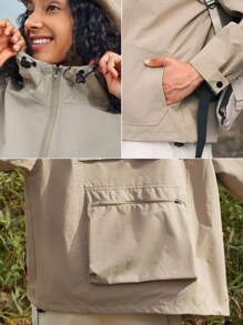 In My Nature 戶外連帽雨衣外套 - 卡其色 - 查看 7