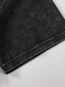 ROMWE MEN Goth 男士哥特字体印花 T 恤，休闲夏季 - 黑色 - 查看 6