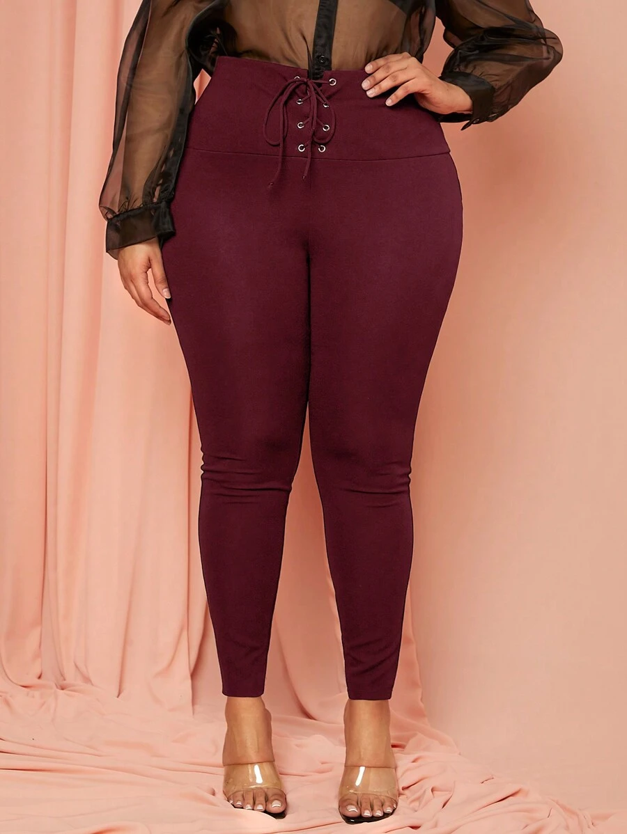 SHEIN Essnce 大尺碼女士綁帶緊身褲