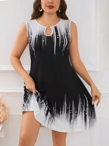 SHEIN Clasi Plus Size Color Blocked Sleeveless Dress