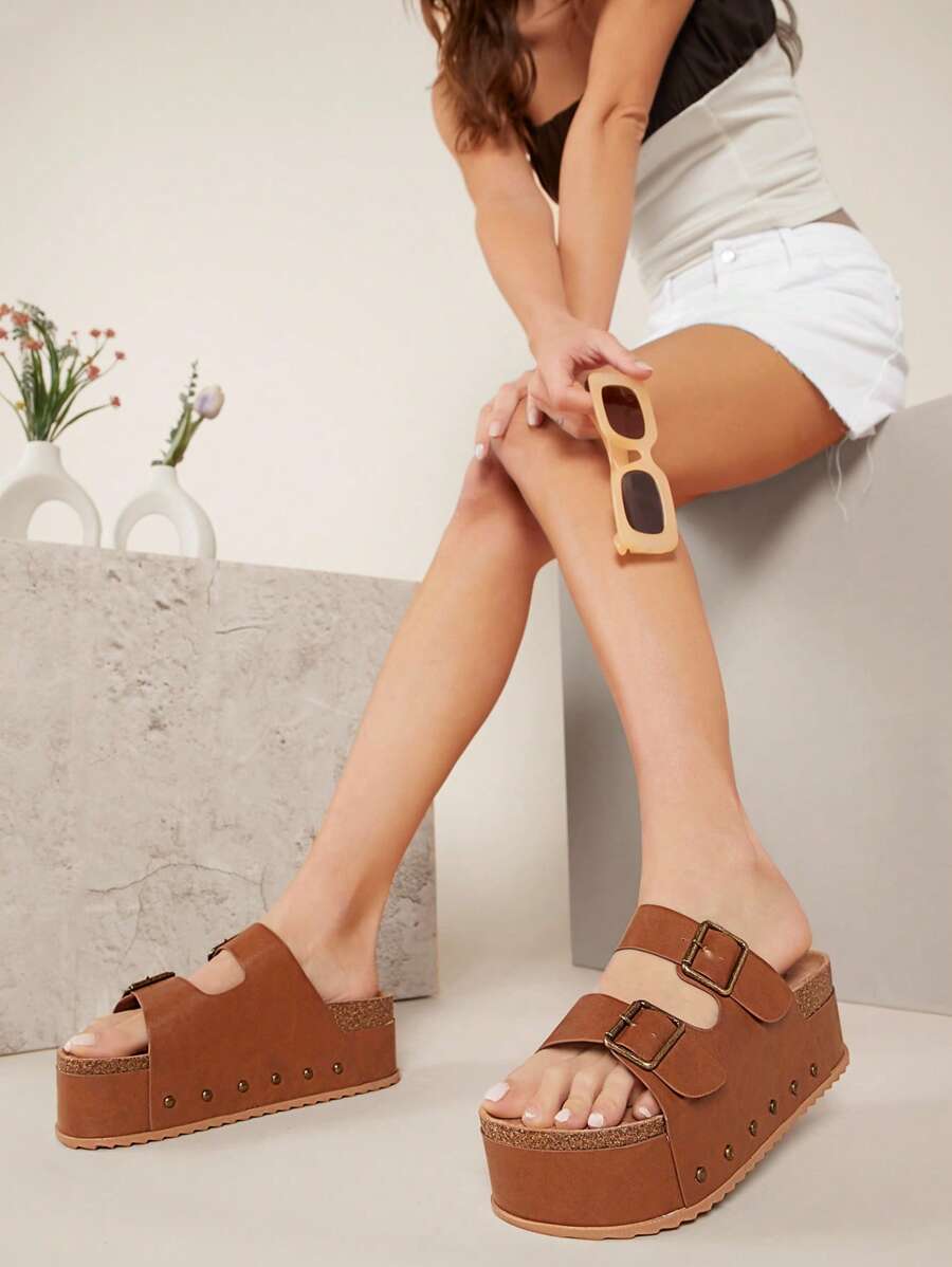 SHUZIA Giày Sandal Đế Dày Gót Vuông Cho Nữ Thích Hợp Mặc Hàng Ngày Quà Tặng Ngày Lễ Năm Mới Giày Mùa Hè Quà Tặng Ngày Lễ Tình Nhân - Lạc đà - Xem 1