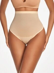 SHAPORA Ropa Interior Moldeadora De Cintura Alta Para Mujer, De Color Sólido - Beis - Ver 1