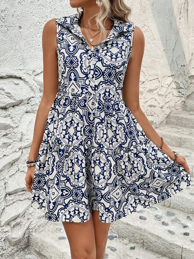 Women's Geometric Printed Sleeveless Dress