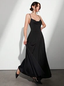 EURMUSE Women's High Slit Cami Dress - Black - View 4
