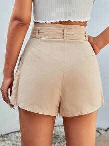 SHEIN Essnce Shorts Casual Solides Et Plissés Pour Dames