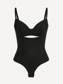 SHEIN Shape Bodysuit Adelgazante Con Cintura De Encaje Para Mujeres, Cami Shapewear