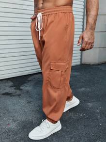 Manfinity Homme 男士加大碼束口口袋褲 - 橘色 - 查看 6