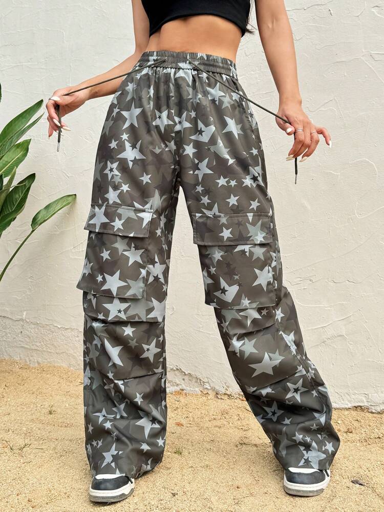 Star Print Cargo Pants Fall Cloth For Women