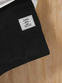 SHEIN Baby Boy's Casual White Button-Down Shirt And Elastic Waistband Letter Pattern Shorts Set