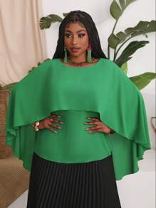 Slaydiva Grote maten Ronde hals Cape-mouw Blouses