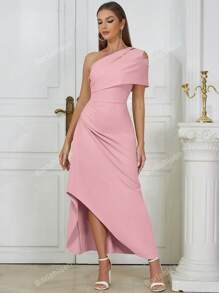 Elegancka seksowna asymetryczna sukienka bodycon na jedno ramię bez rękawów dla kobiet