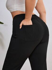 SHEIN Essnce Plus Size Women's Spring And Summer New Fashion Casual Work Straight Nine-Minute Pants