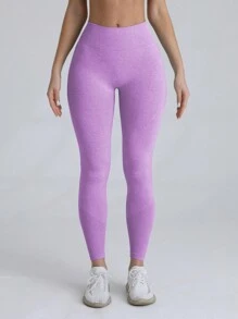 Easithlete Legging thể thao màu trơn - Màu Lilac Tím - Xem 4