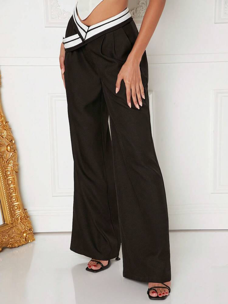 Women's Reverse Waist Wide Leg Pants