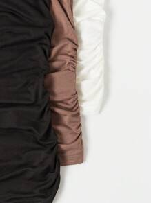 SHEIN Unity Quý cô Màu thuần Xếp li Halter Neck Áo - Nhiều màu - Xem 4