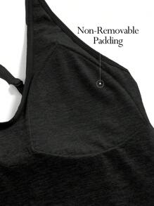 Ocili Leisure Seamless Back Cross Racerback Tank Top - Black - View 2