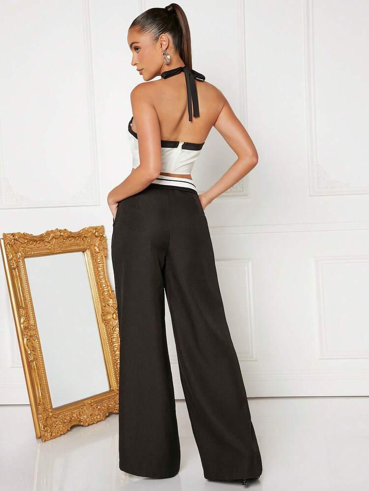 Women's Reverse Waist Wide Leg Pants