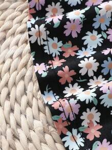 SHEIN 3pcs/Set Young Girls' Knitted Solid Color Cami Top And Knitted Floral Print Cami Top Set, School, Campus, College