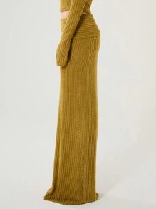 MUSERA Women's Solid Color Ribbed Knit Skirt Elegant Summer Sexy Party - Mint Green - View 3