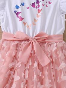 Tween Girls' Butterfly 3d Flower Design Fashionable, , Comfortable, And Vibrant Dress - Multicolor - View 8