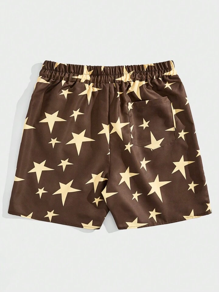 Our Prep Men Star Print Drawstring Waist Shorts, School is such a